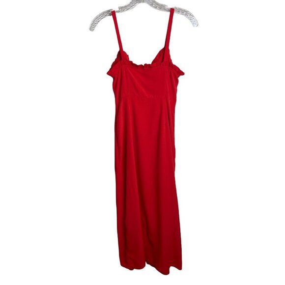 TopShop Red Button Down Ruffle Trim Dress Travel Vacation Womens Sz 2 NWOT - Picture 7 of 8